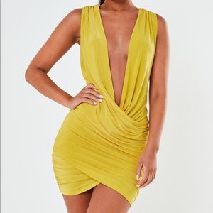Olive slinky drape front mini dress - Size US 6